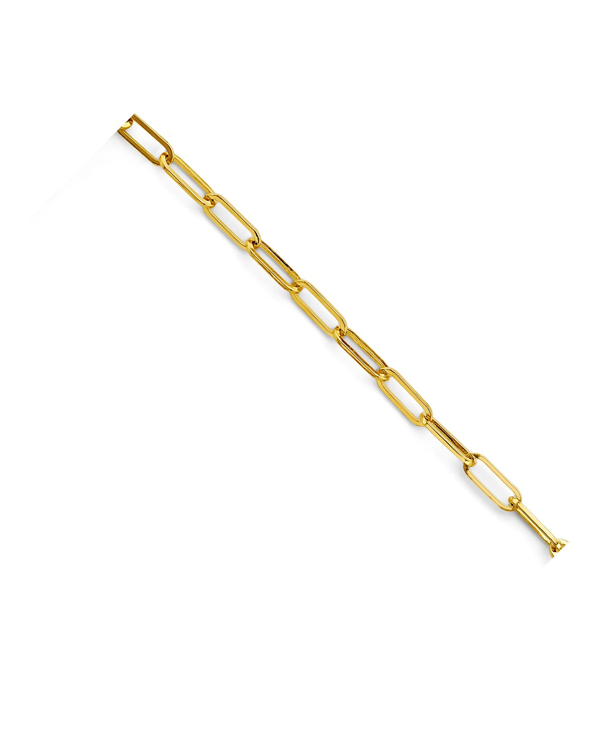 14K Yellow Gold Dangling Heart Paperclip Bracelet (AB-1122)
