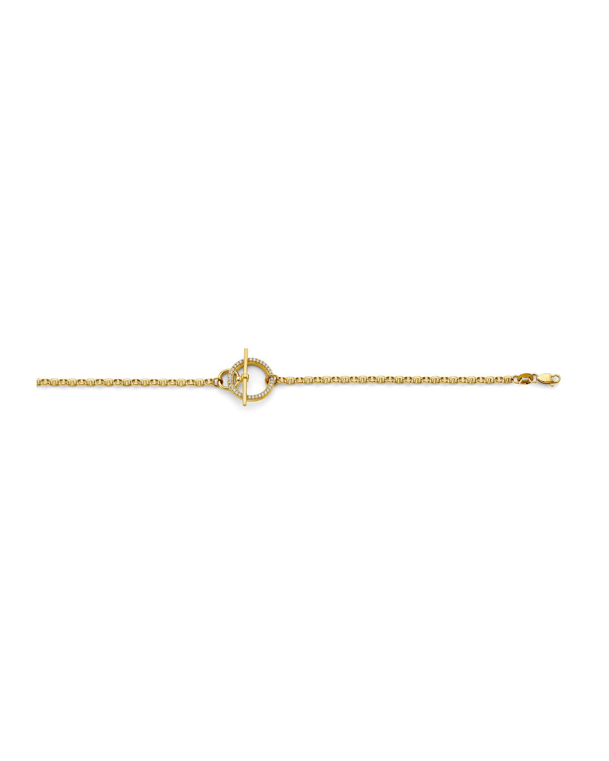 14K Yellow Gold CZ Locked Mariner Bracelet (AB-1124)