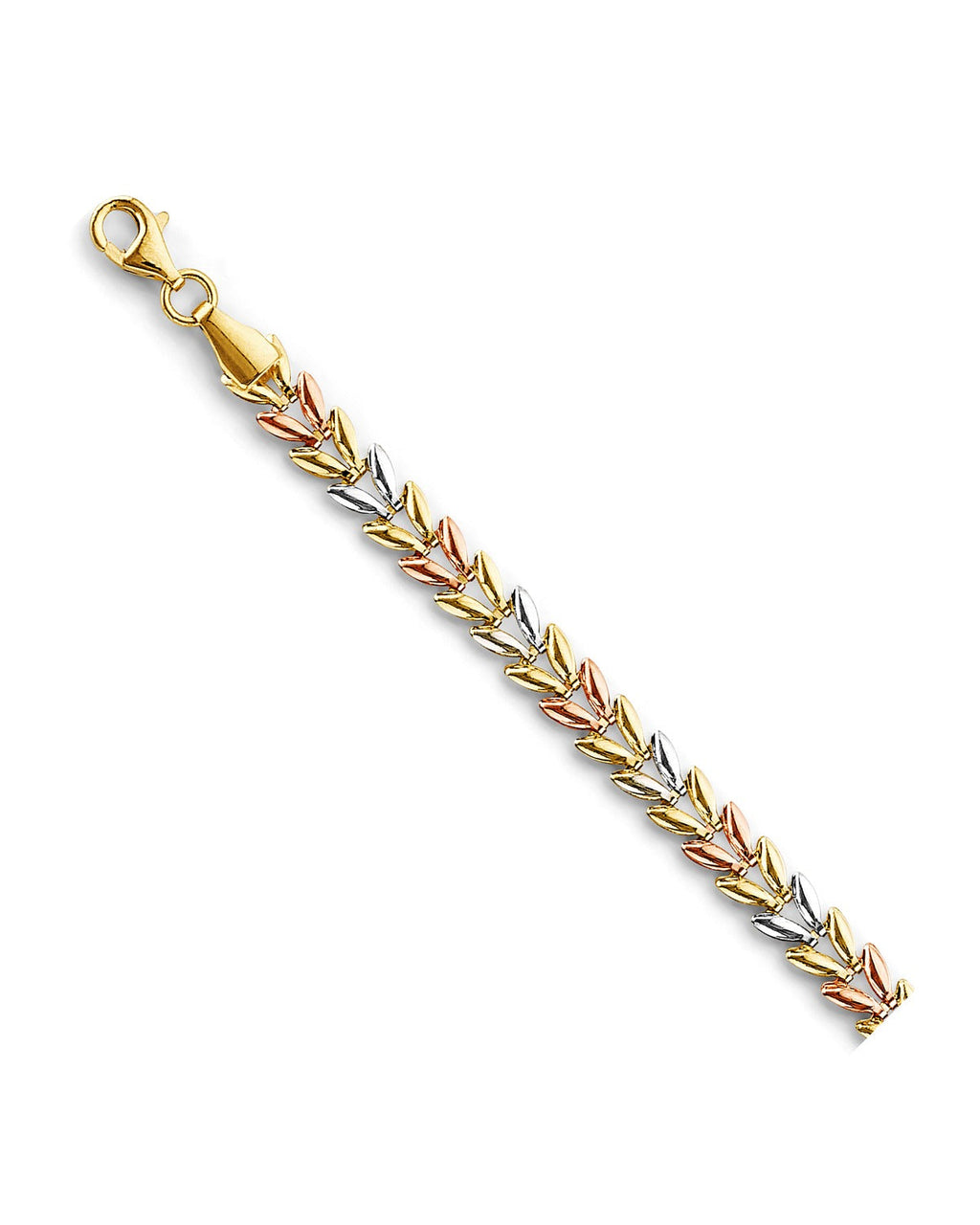 14K Tri-Color Gold 3C Double Face Stampato Bracelet (AB-1126)