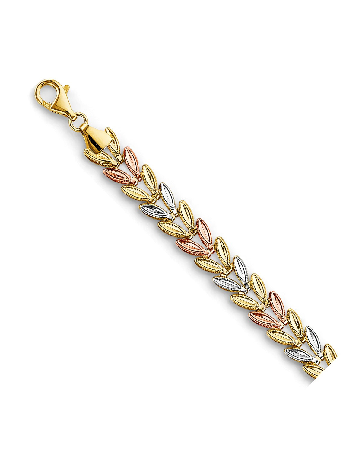 14K Tri-Color Gold 3C Double Face Stampato Bracelet (AB-1127)