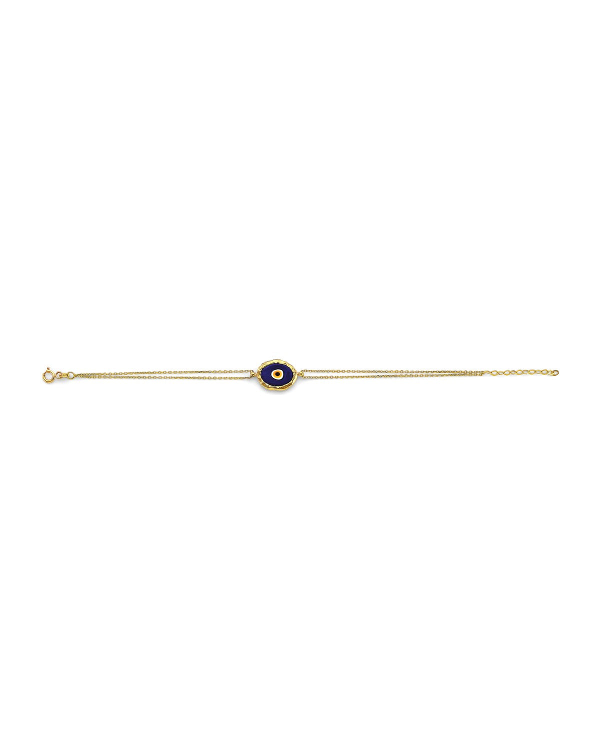 14K Yellow Gold Fancy Blue Evil Eye Bracelet (AB-1130)