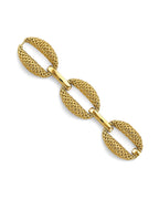 14K Yellow Gold Hollow Mesh Oval Design Bracelet (AB-1132)