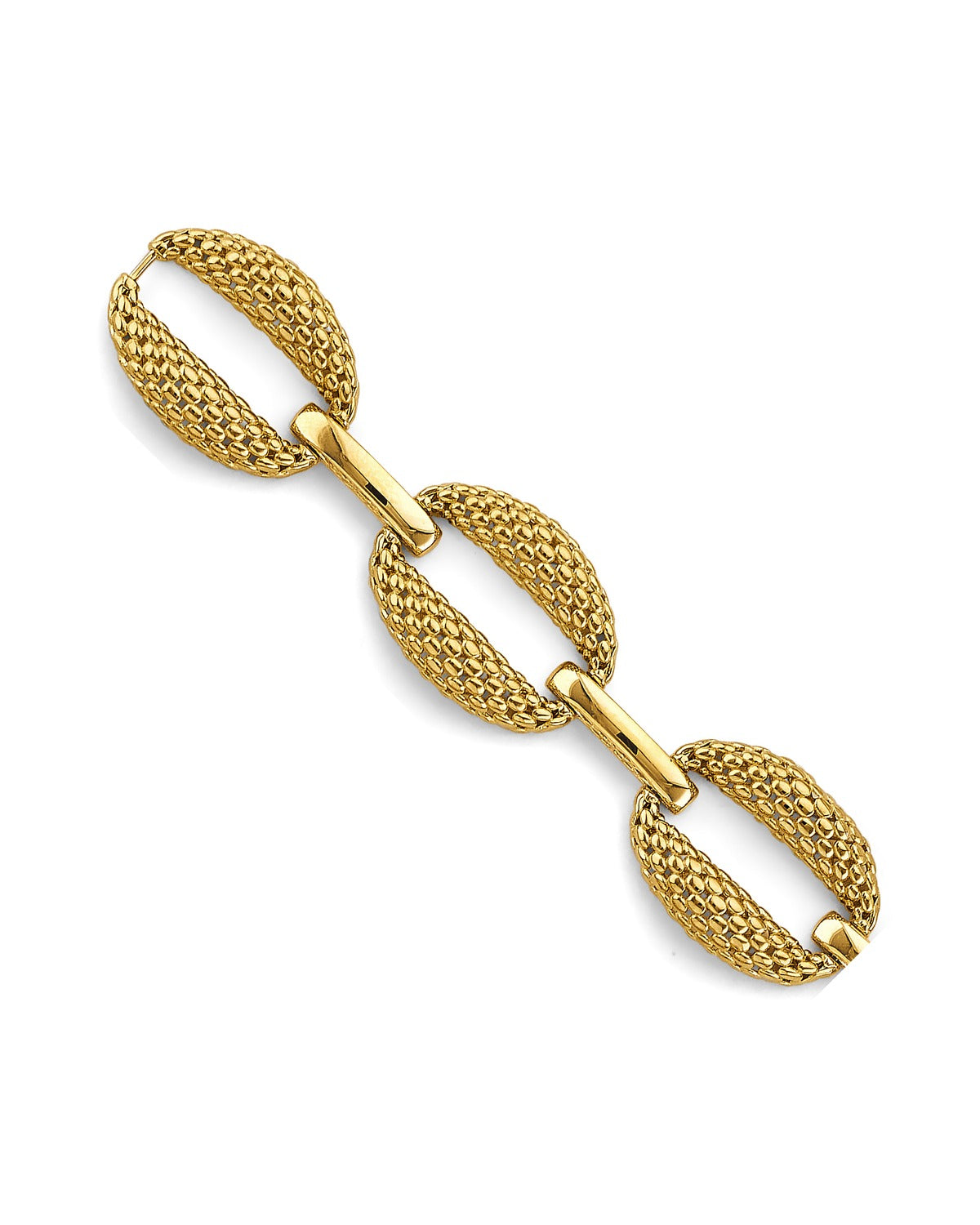 14K Yellow Gold Hollow Mesh Oval Design Bracelet (AB-1132)