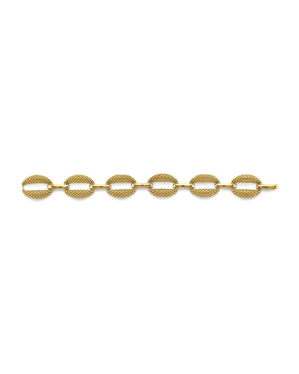14K Yellow Gold Hollow Mesh Oval Design Bracelet (AB-1132)