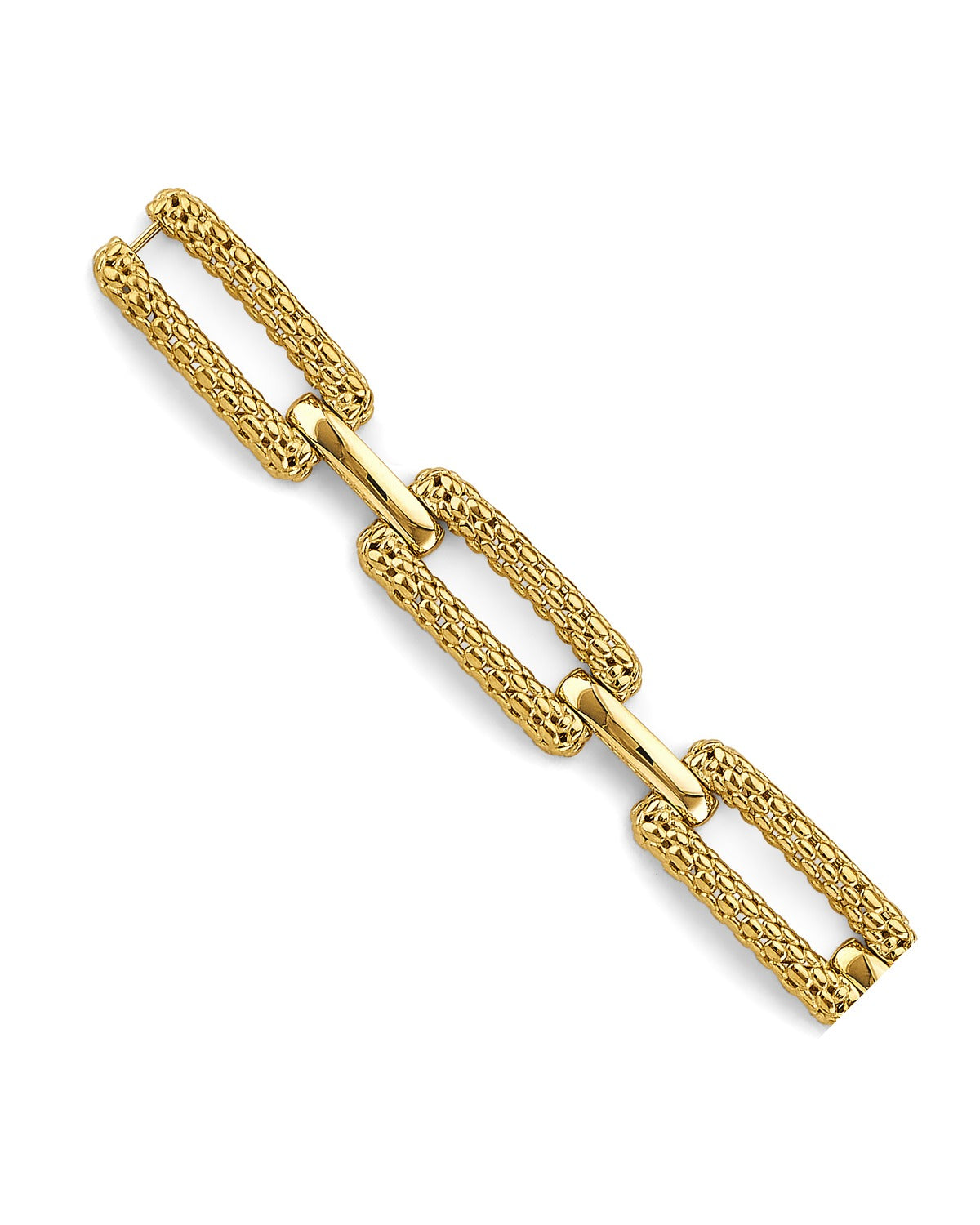 14K Yellow Gold Hollow Mesh rectanglar Design Bracelet (AB-1133)