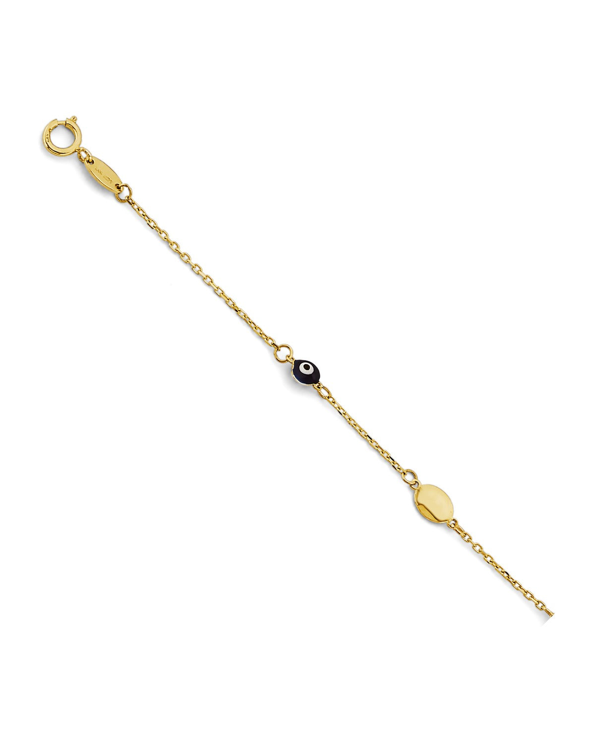 14K Yellow Gold Blue Color Evil Eye Bracelet (AB-1134)