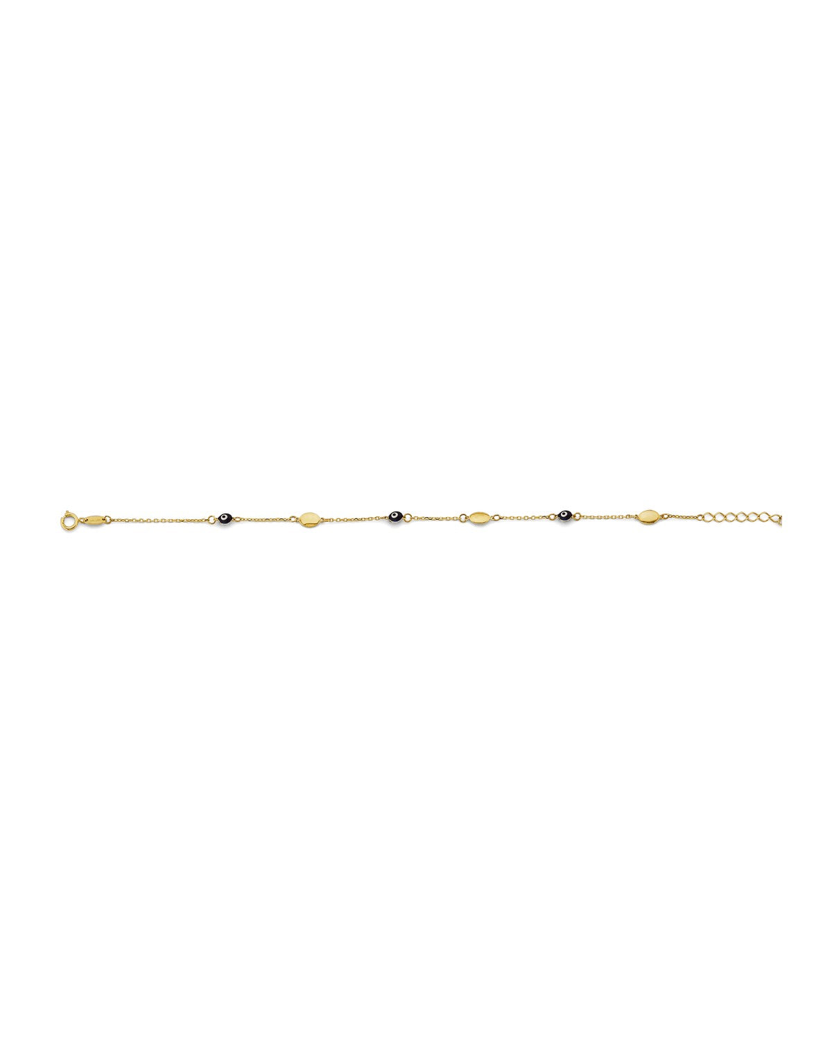 14K Yellow Gold Blue Color Evil Eye Bracelet (AB-1134)
