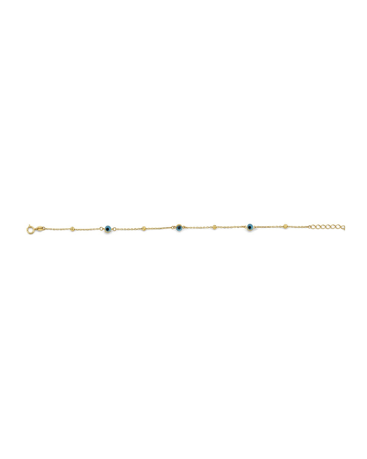 14K Yellow Gold Sky Blue Color Evil Eye Bracelet (AB-1135)