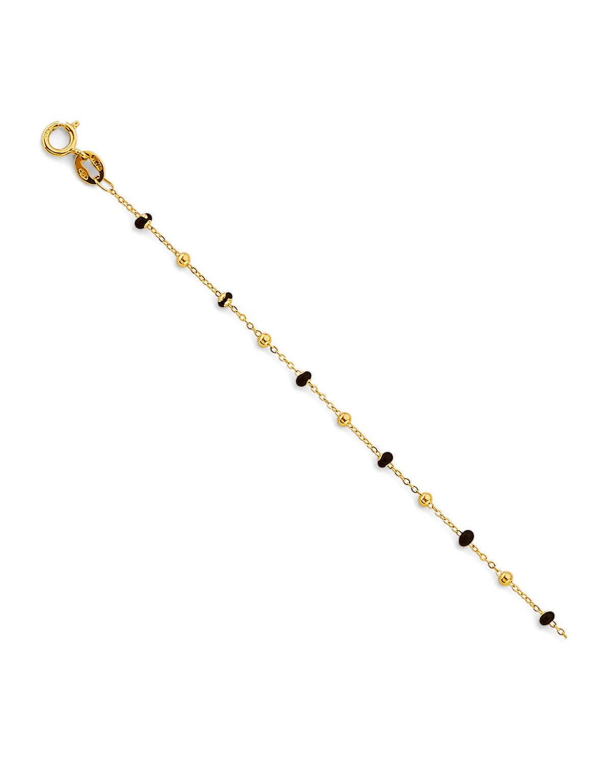 14K Yellow Gold Black Enamel Bead Bracelet & Anklet