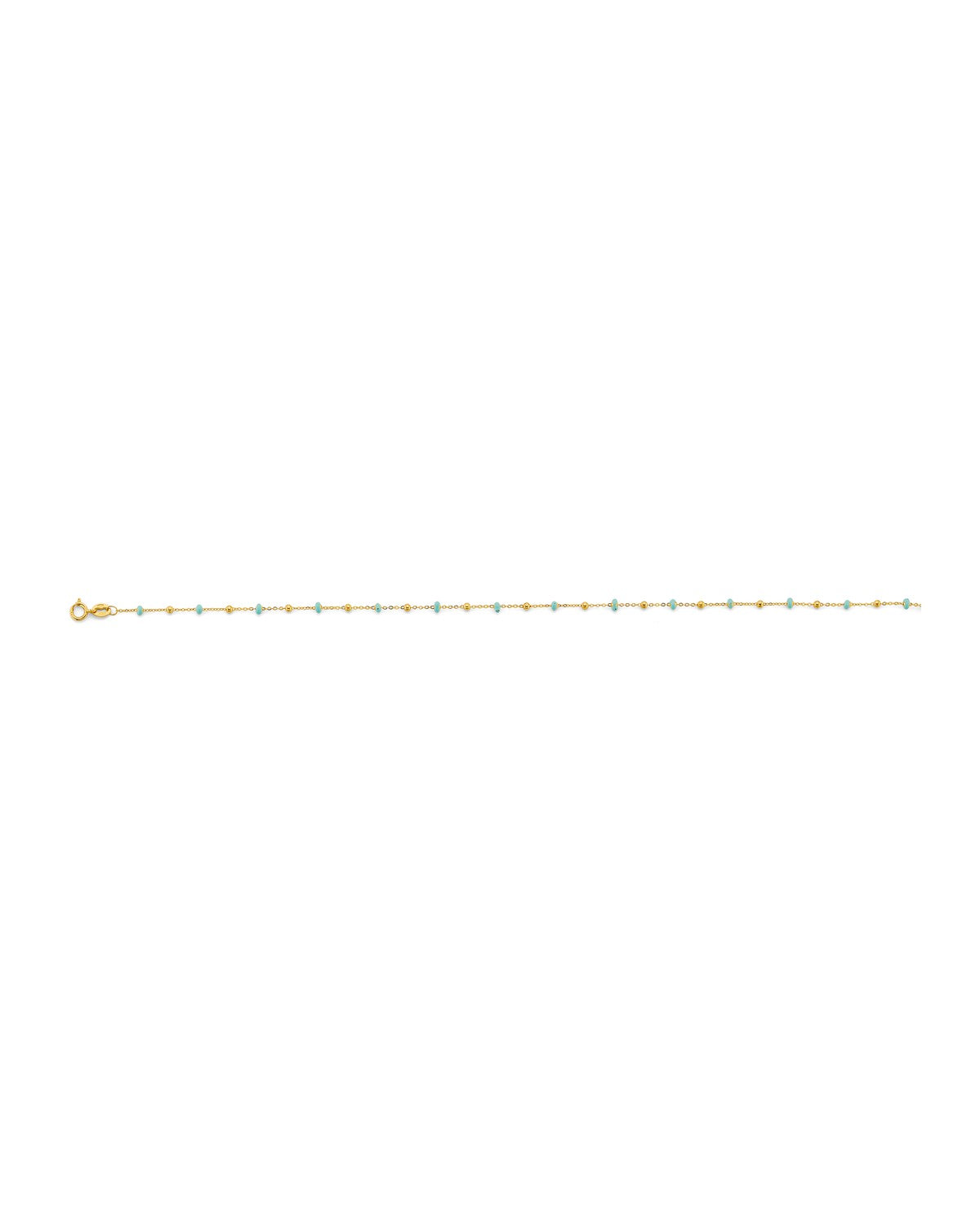 14K Yellow Gold Turquoise Color Enamel Bead Bracelet & Anklet