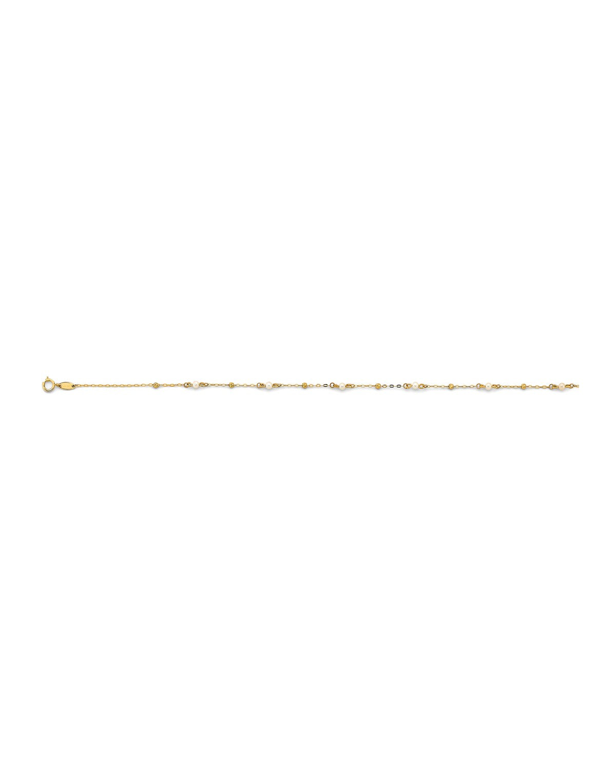 14K Yellow Gold Pearl + Diamond-Cut Bead Bracelet & Anklet