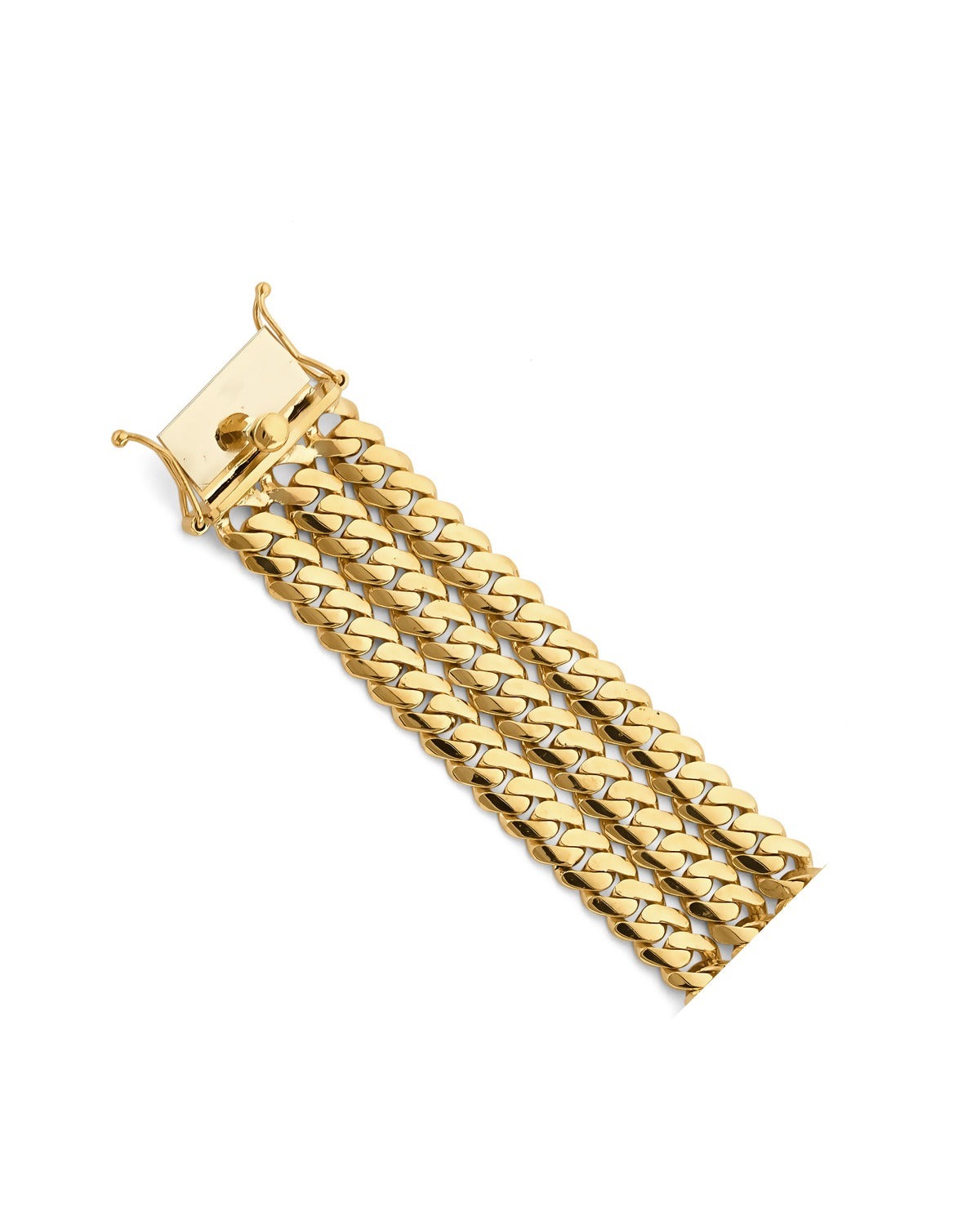 14K Yellow Gold 3Line Cuban Coin Frame ID Bracelet (AB-1144)