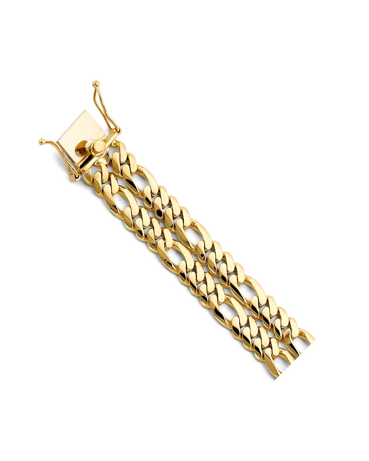 14K Yellow Gold 2Line Figaro Guadalupe Frame ID Bracelet (AB-1145)