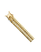 14K Yellow Gold 2Line Cuban Guadalupe Frame ID Bracelet (AB-1146)