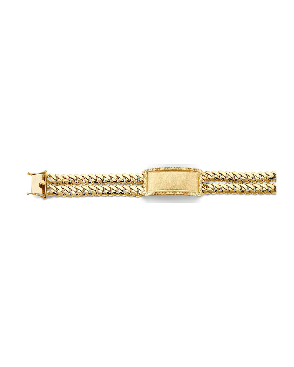 14K Yellow Gold 2Line Cuban Frame ID Bracelet (AB-1147)