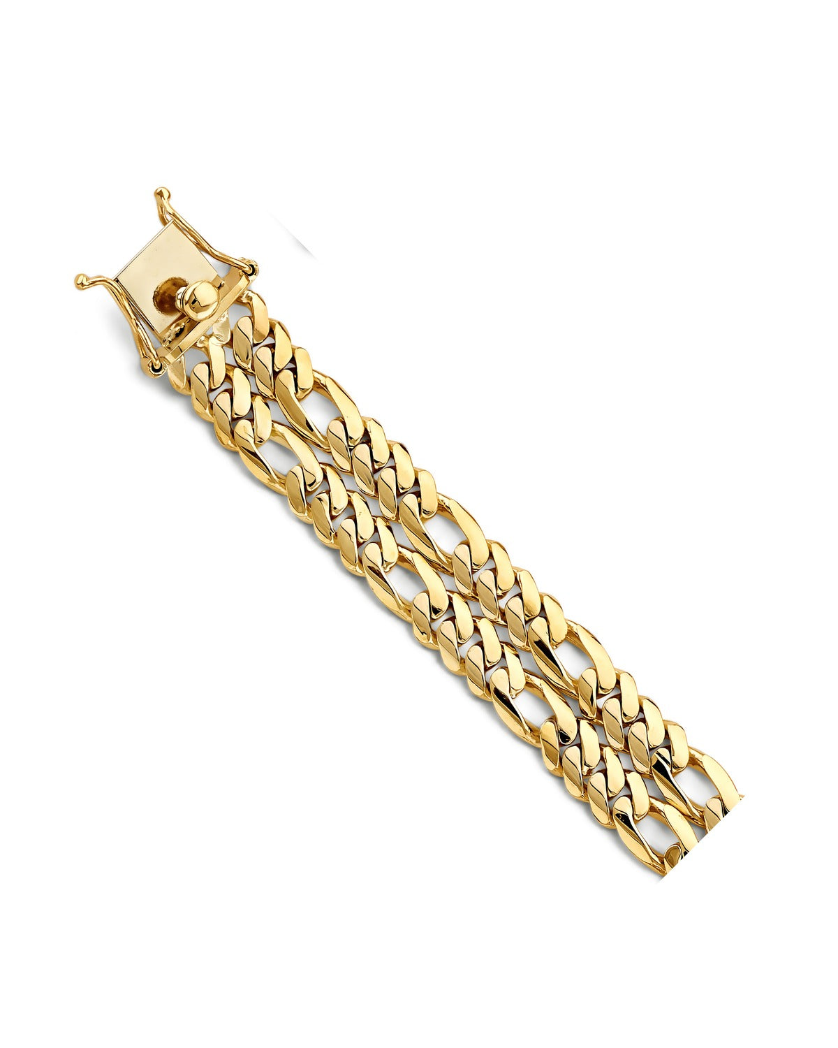 14K Yellow Gold 2Line Figaro Frame ID Bracelet (AB-1149)