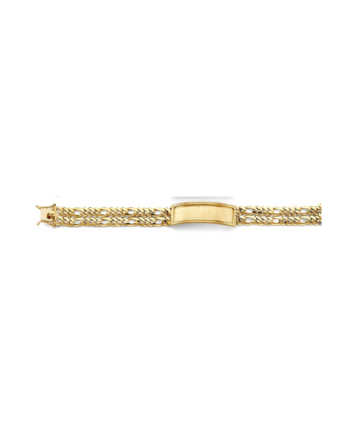 14K Yellow Gold 2Line Figaro Frame ID Bracelet (AB-1149)