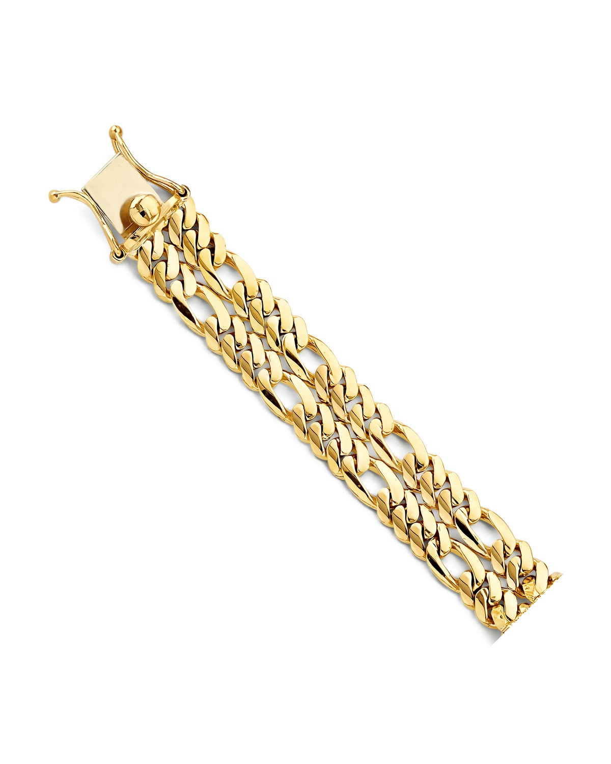 14K Yellow Gold 2Line Figaro Frame ID Bracelet (AB-1150)