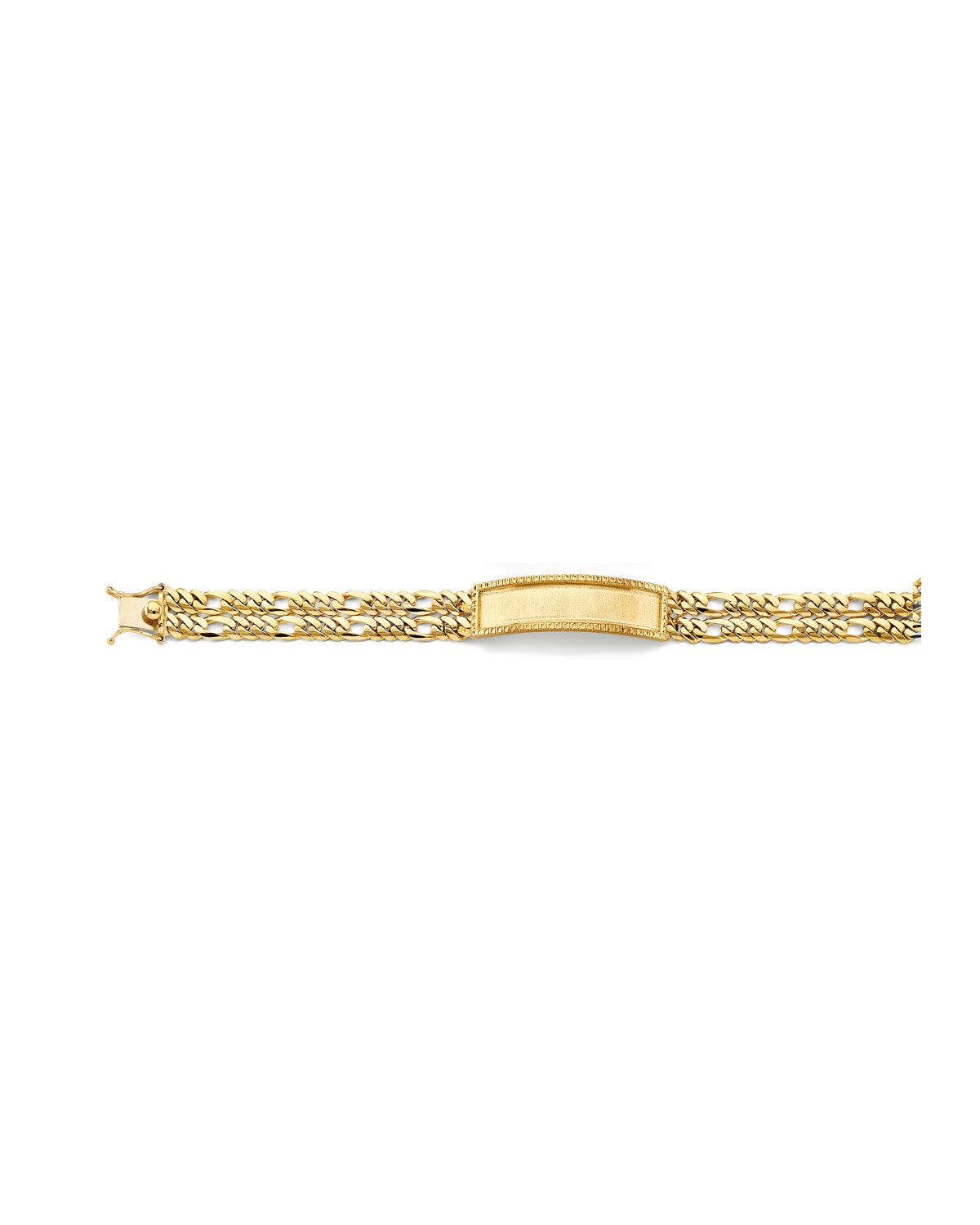 14K Yellow Gold 2Line Figaro Frame ID Bracelet (AB-1150)