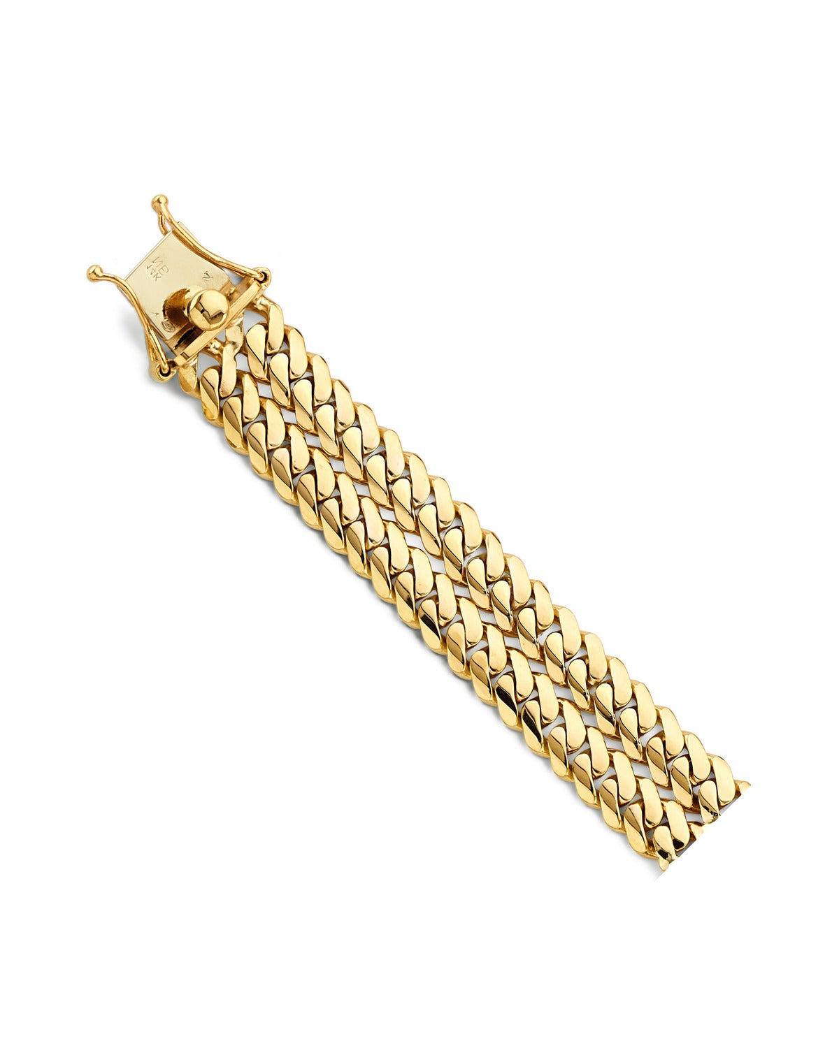 14K Yellow Gold 2Line Cuban ID Bracelet (AB-1151)