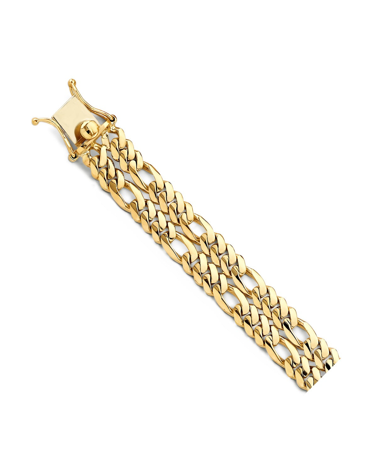 14K Yellow Gold 2Line Figaro ID Bracelet (AB-1154)