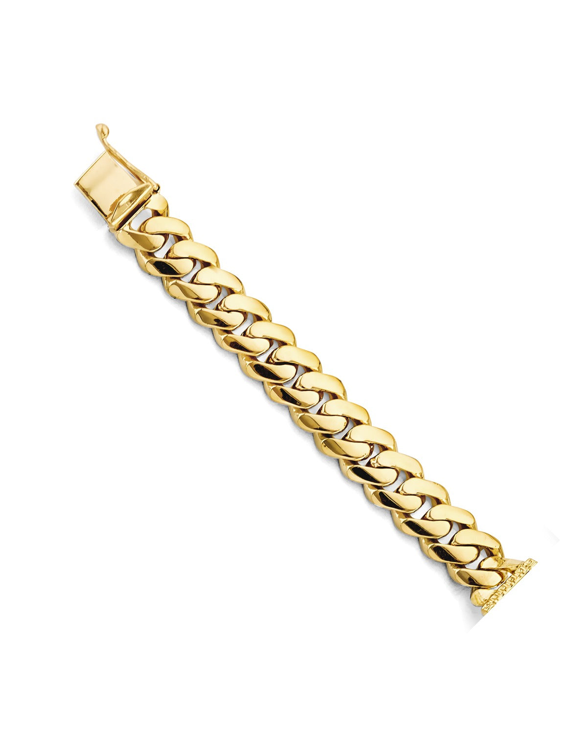 14K Yellow Gold Miami Cuban Link Frame ID Bracelet (AB-1157)