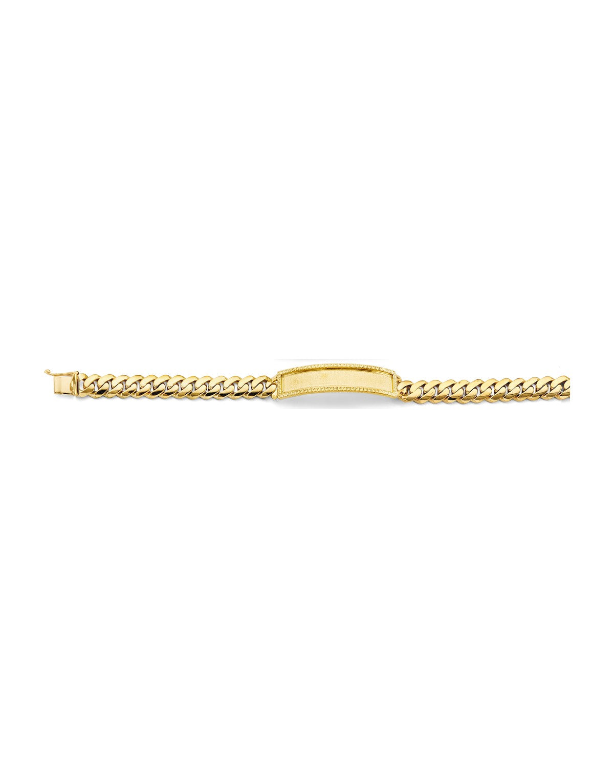 14K Yellow Gold Miami Cuban Link Frame ID Bracelet (AB-1157)