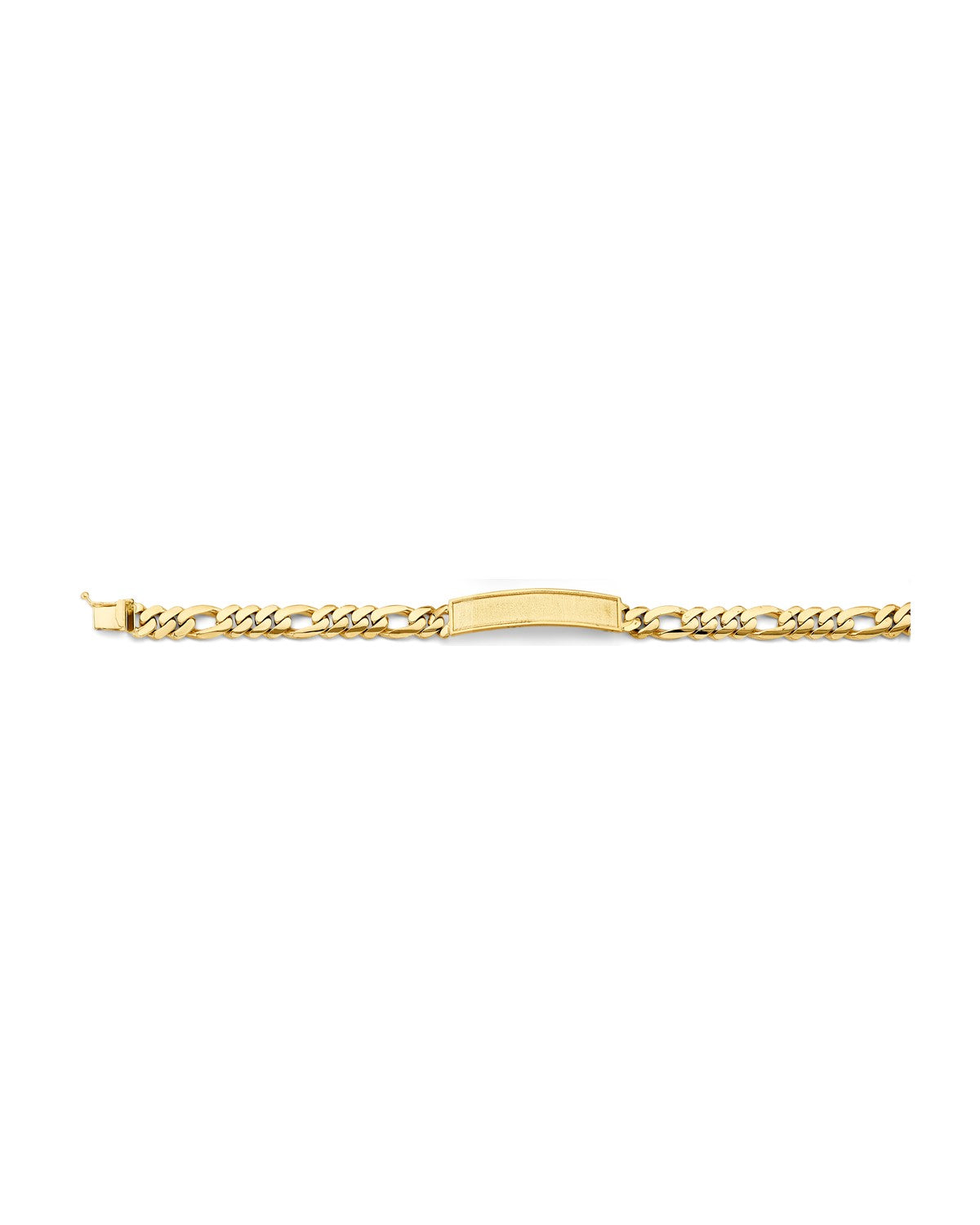 14K Yellow Gold Figaro Link Frame ID Bracelet (AB-1160)