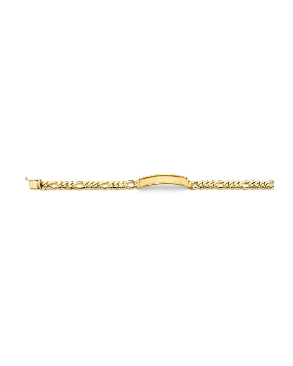 14K Yellow Gold Figaro Link Frame ID Bracelet (AB-1161)