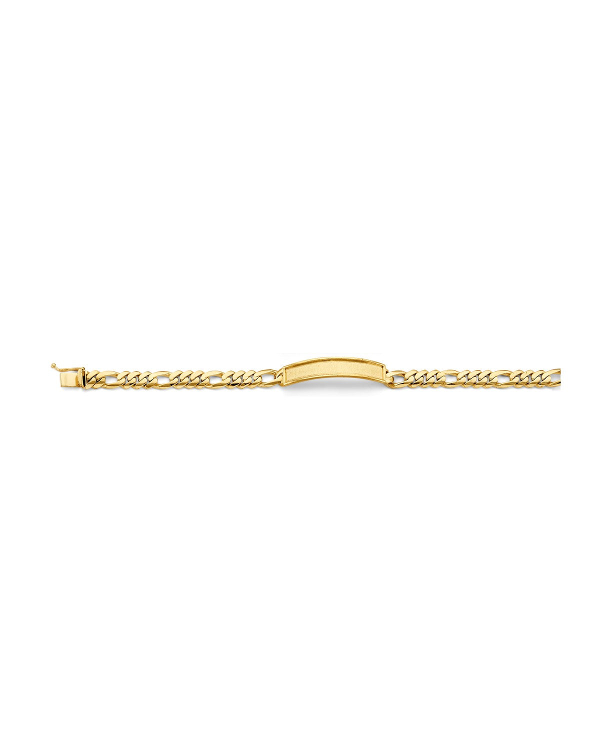 14K Yellow Gold Figaro Link Frame ID Bracelet (AB-1161)