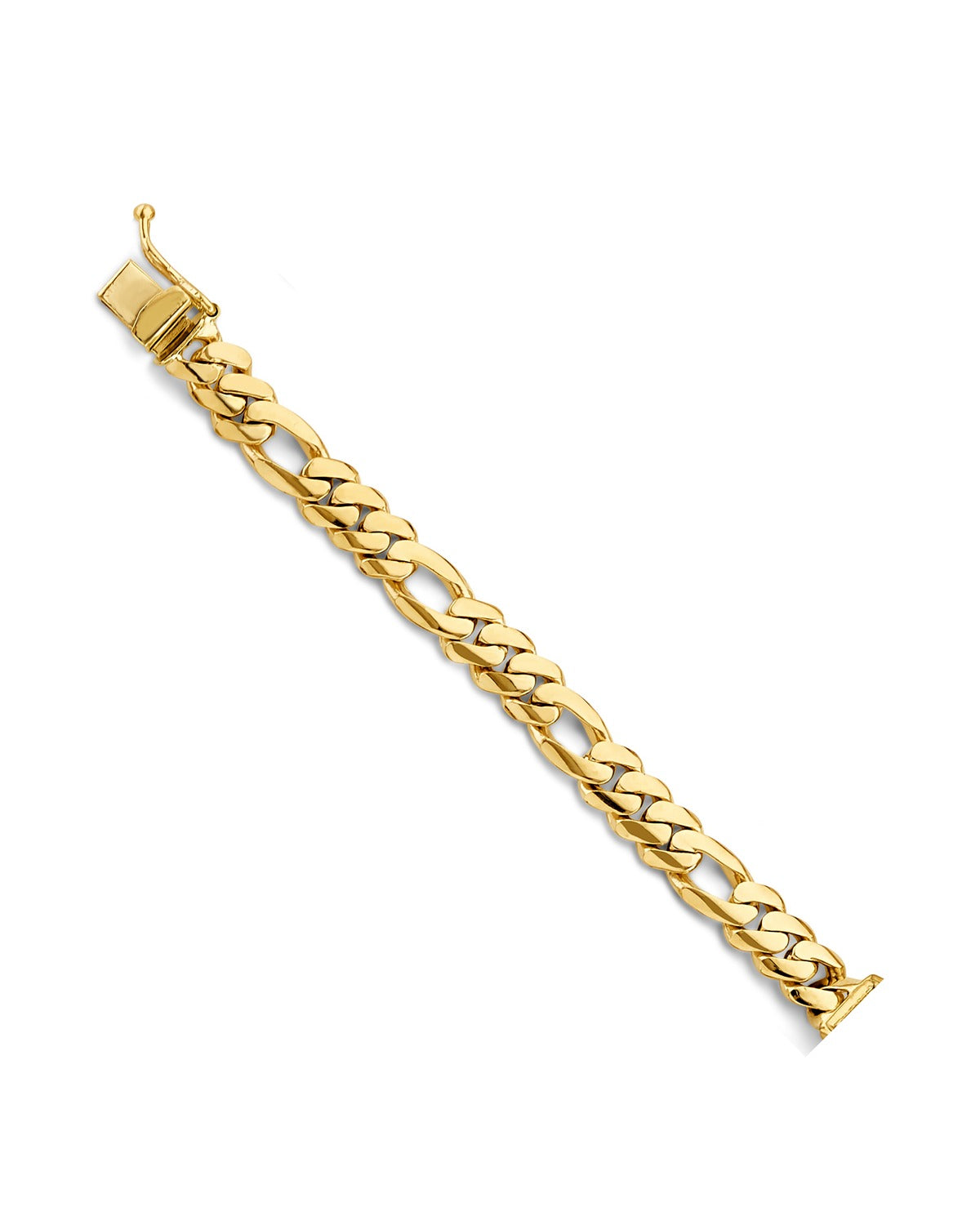 14K Yellow Gold Figaro Link Frame ID Bracelet (AB-1162)