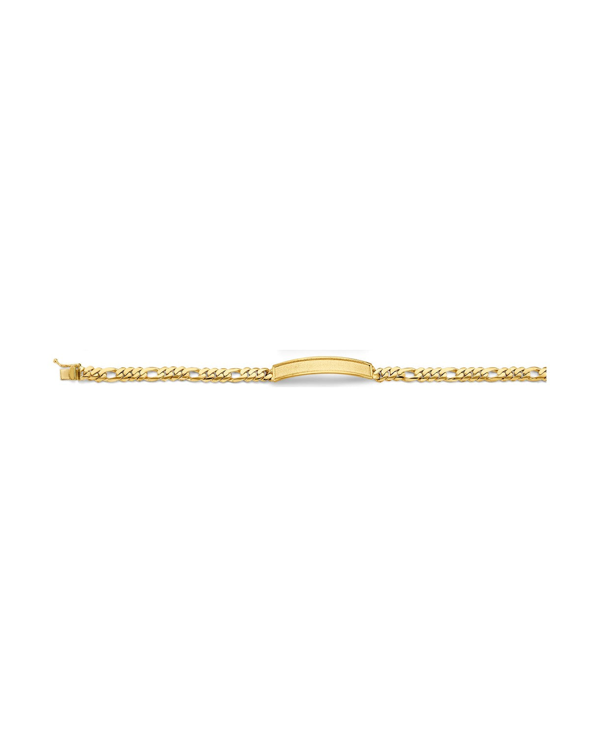 14K Yellow Gold Figaro Link Frame ID Bracelet (AB-1162)