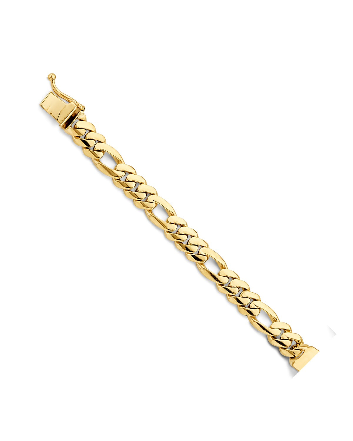 14K Yellow Gold Figaro Link ID Bracelet (AB-1163)