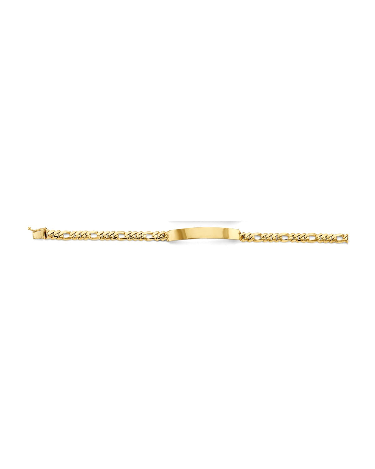 14K Yellow Gold Figaro Link ID Bracelet (AB-1163)