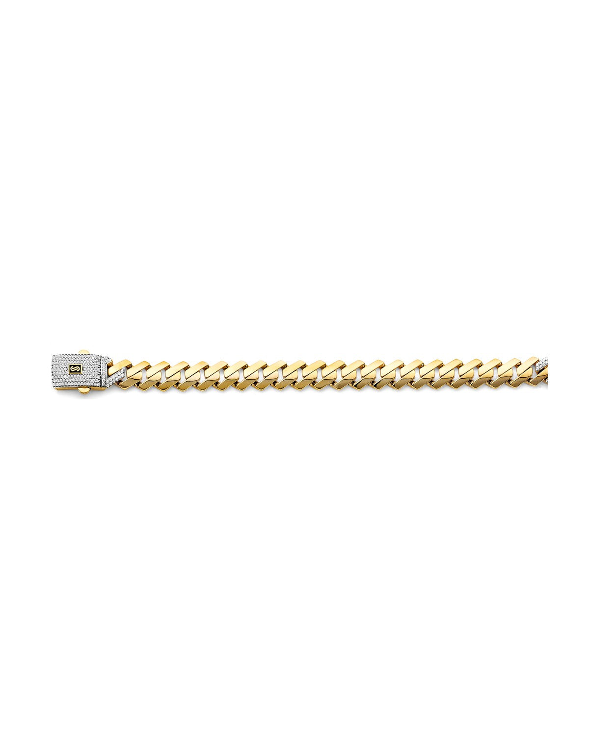 14K Yellow Gold Fancy Hollow Monaco Bracelet with CZ Lock (AB-1164)