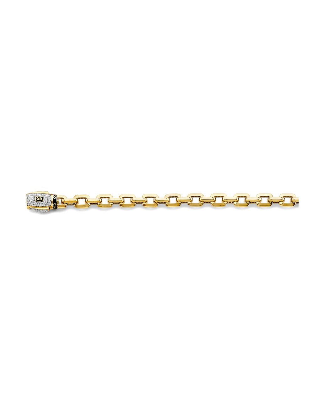 14K Yellow Gold Fancy Hollow Link Monaco Bracelet with CZ Lock (AB-1165)