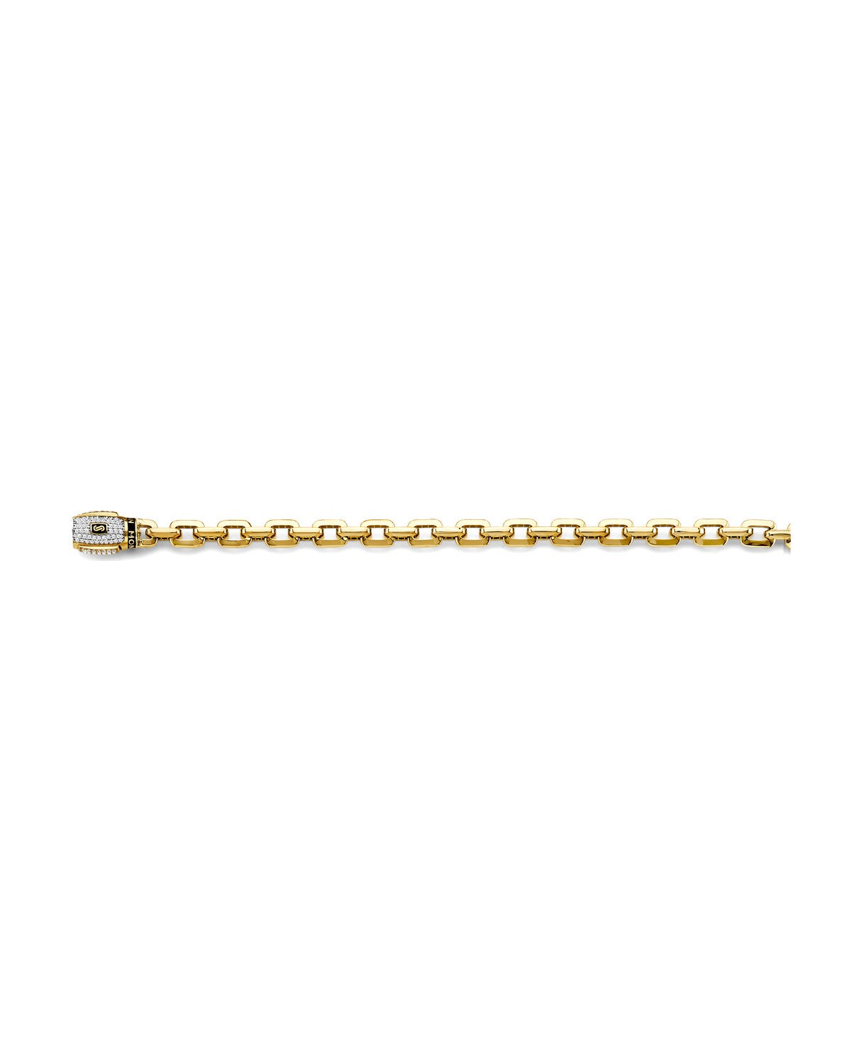 14K Yellow Gold Fancy Hollow Link Monaco Bracelet with CZ Lock (AB-1166)