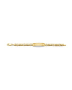 14K Yellow Gold Figaro Frame Junior ID Bracelet (AB-1170)