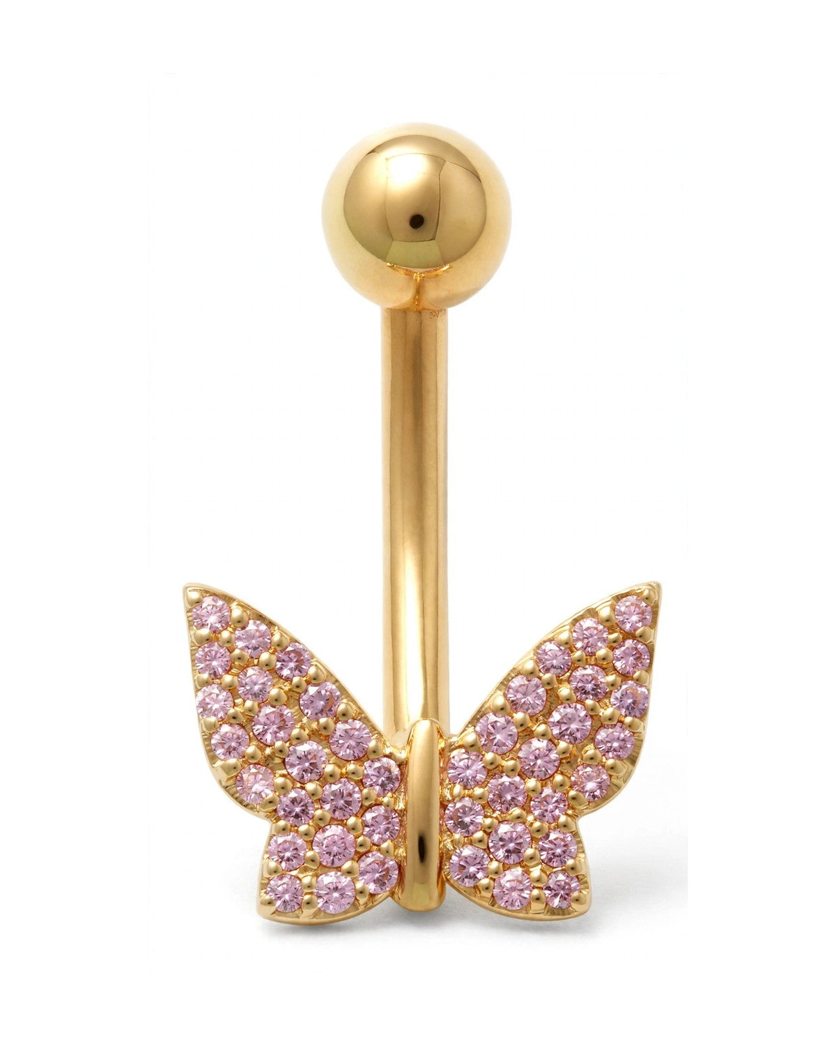14K Yellow Gold Belly Ring BO23-62 (PK CZ)
