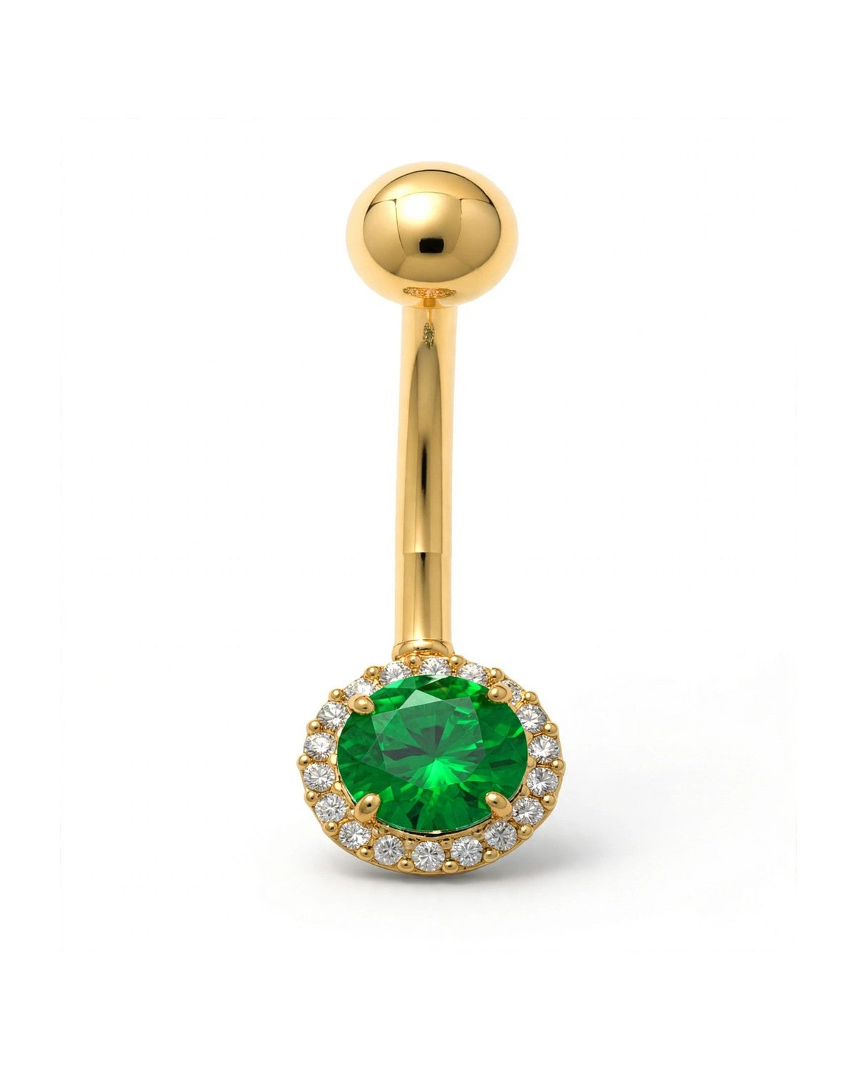 14K Yellow Gold Belly Ring BO6753-6MM-EM CZ
