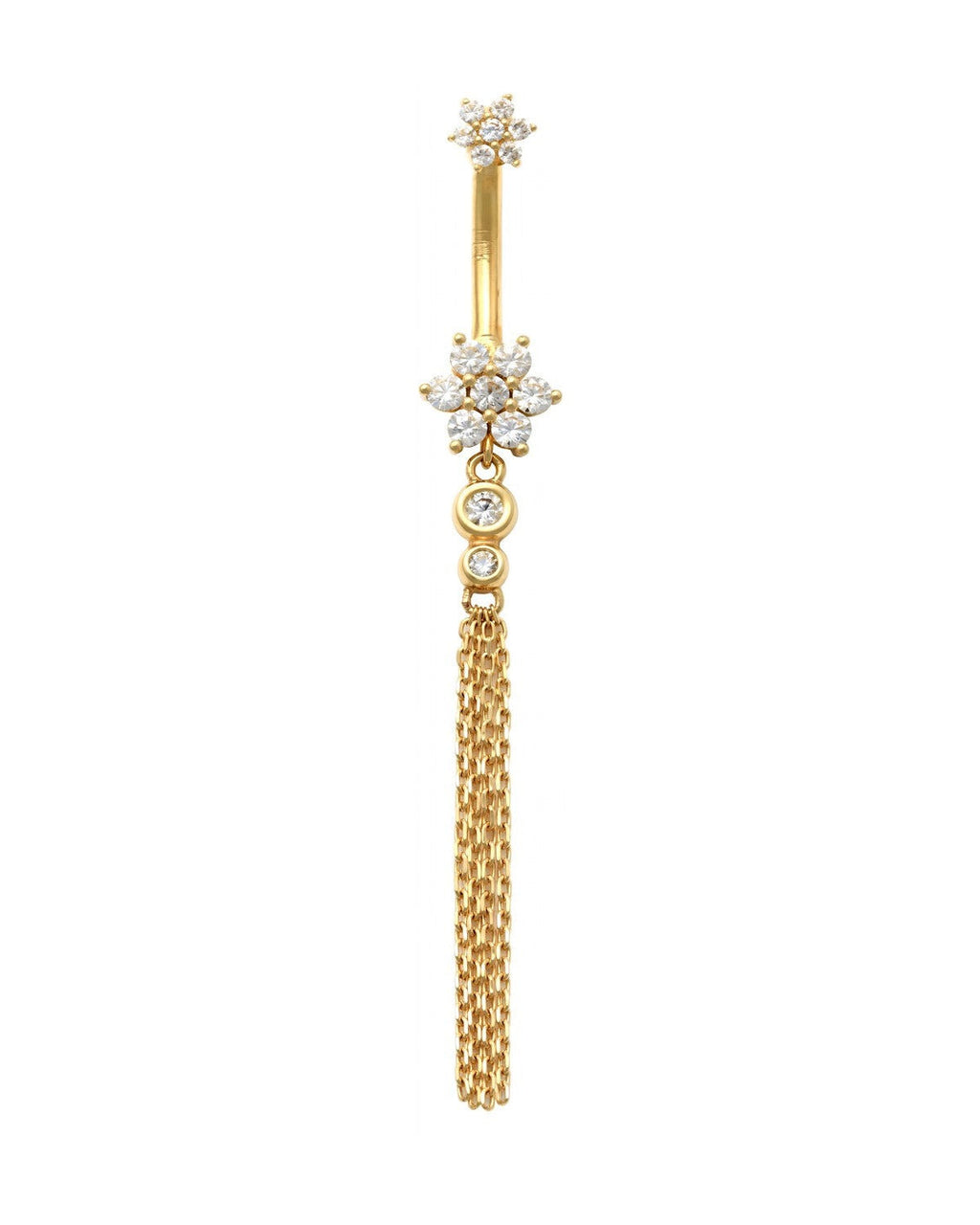 14K Yellow Gold Double Flower Belly Ring (BO6926-2FLOWER)