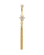 14K Yellow Gold Double Flower Belly Ring (BO6926-2FLOWER)