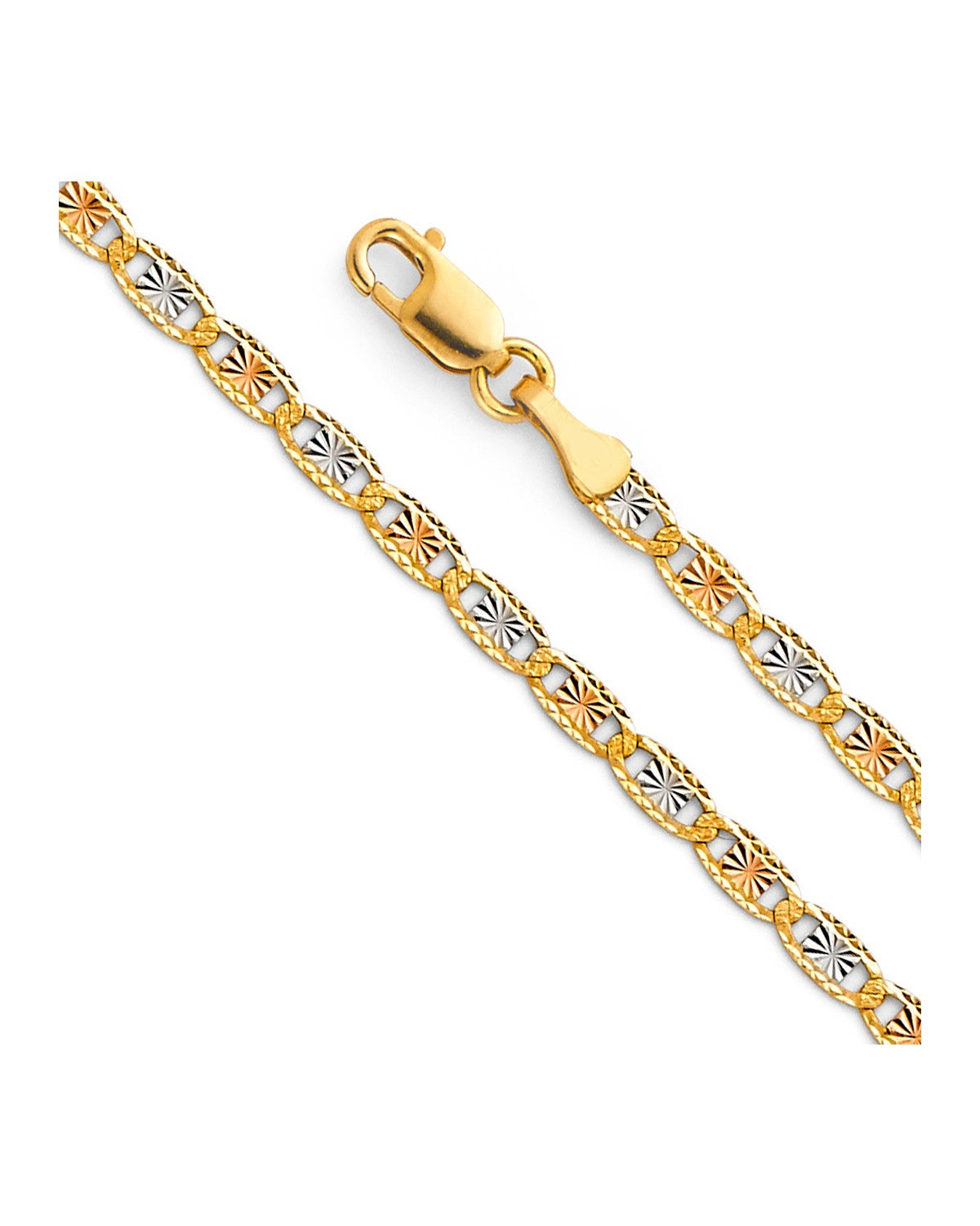 14K Tri-Color Gold 3C 2.6mm Valentono DC Chain (CH-0113)