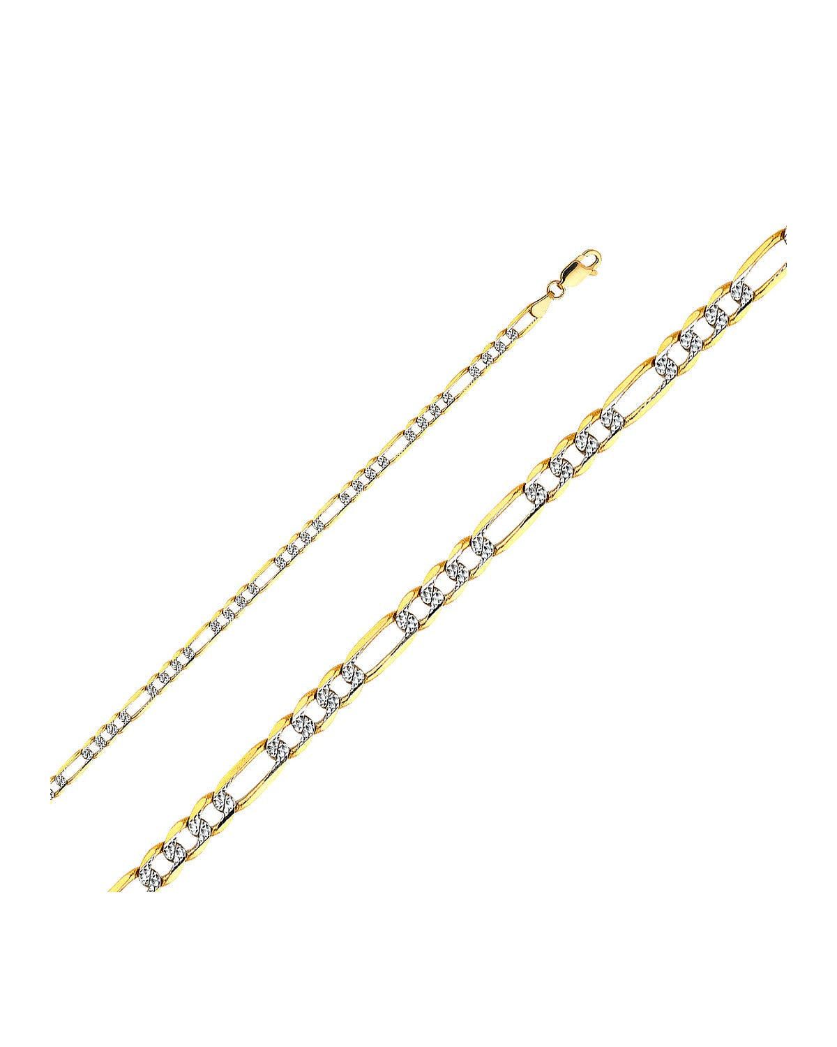 14K Yellow Gold 3.8mm Figaro 3+1 WP Chain (CH-0120)