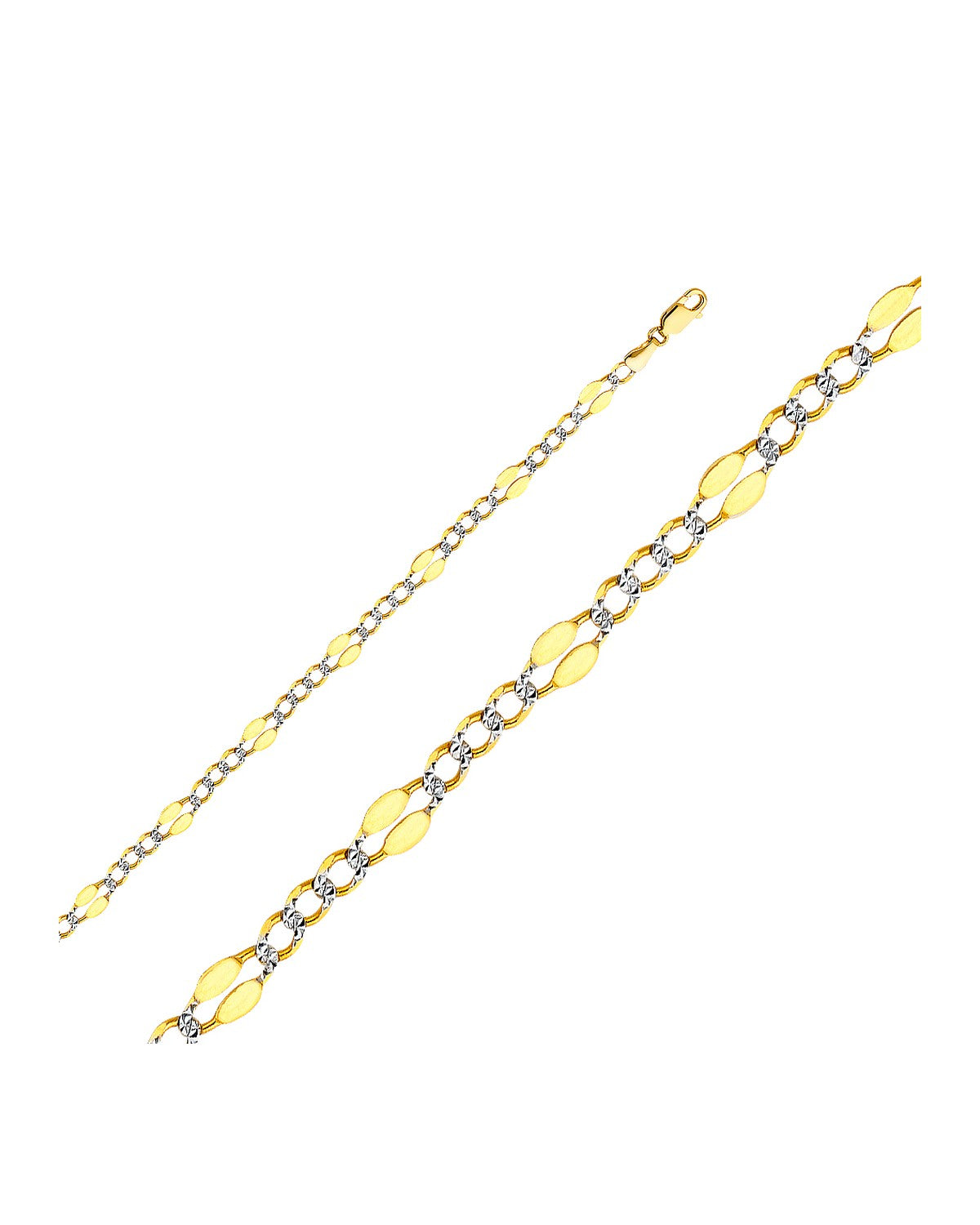 14K Yellow Gold 4.8mm Stamped Figaro 3+1 WP Chain (CH-0131)