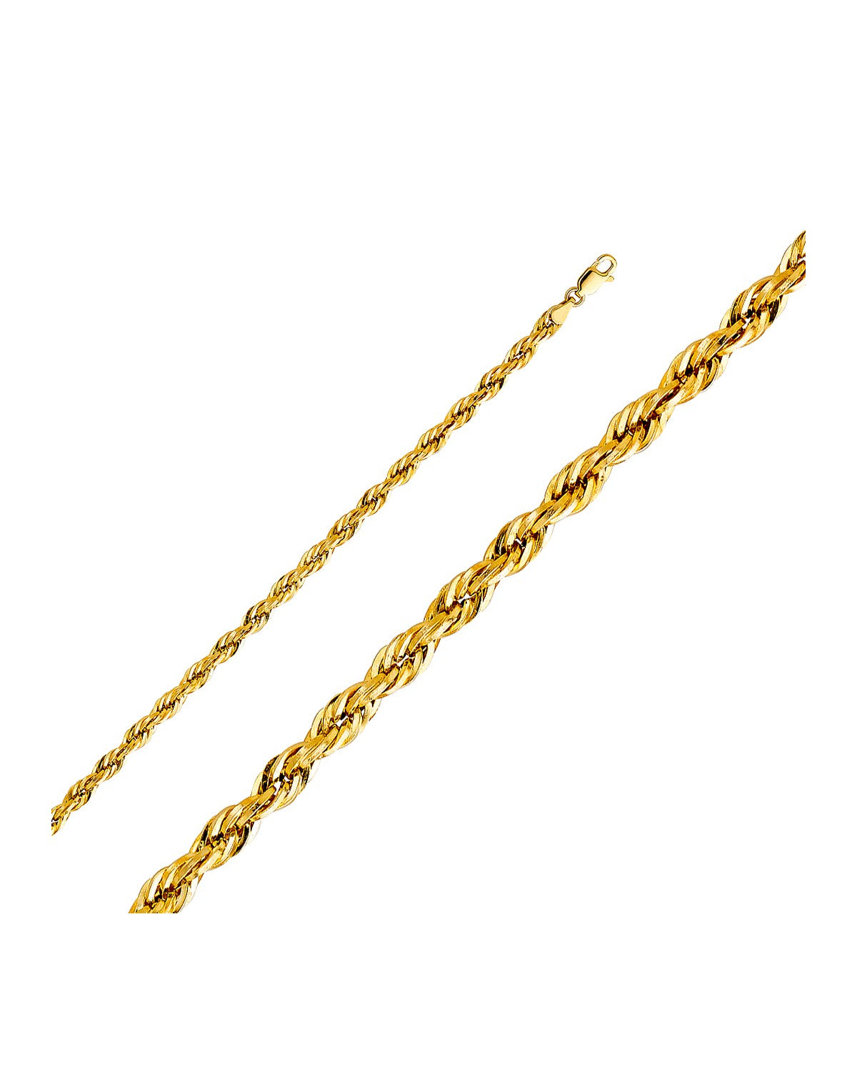 14K Yellow Gold 4mm Hollow DC Rope Chain (CH-0147)