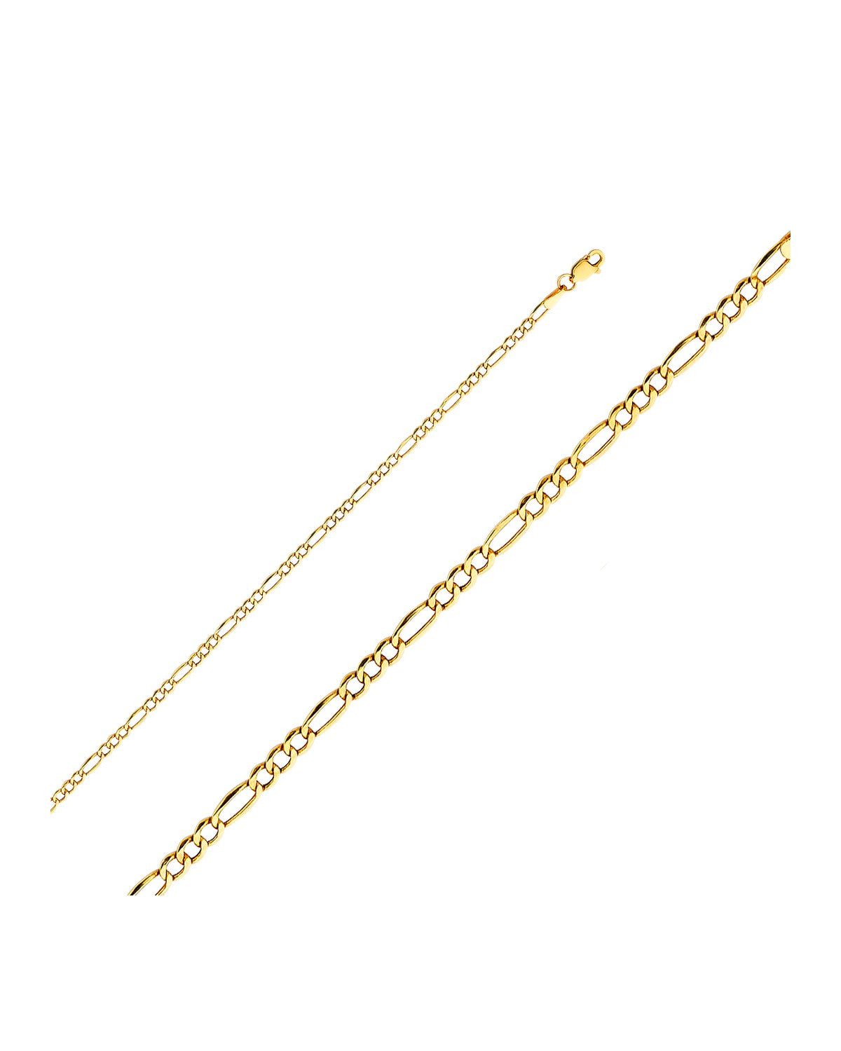 14K Yellow Gold 2.6mm Hollow Figaro 3+1 Chain (CH-0158)
