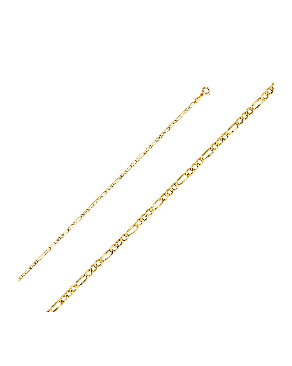 14K Yellow Gold 1.9mm Hollow Figaro 3+1 Chain (CH-0159)