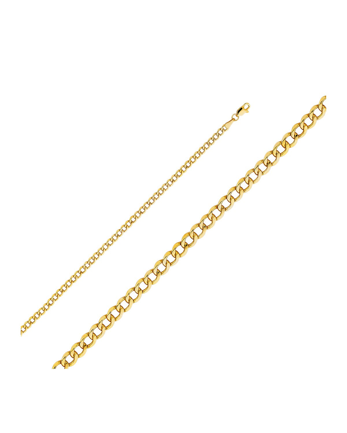 14K Yellow Gold 3.4mm Hollow Cuban Chain (CH-0166)