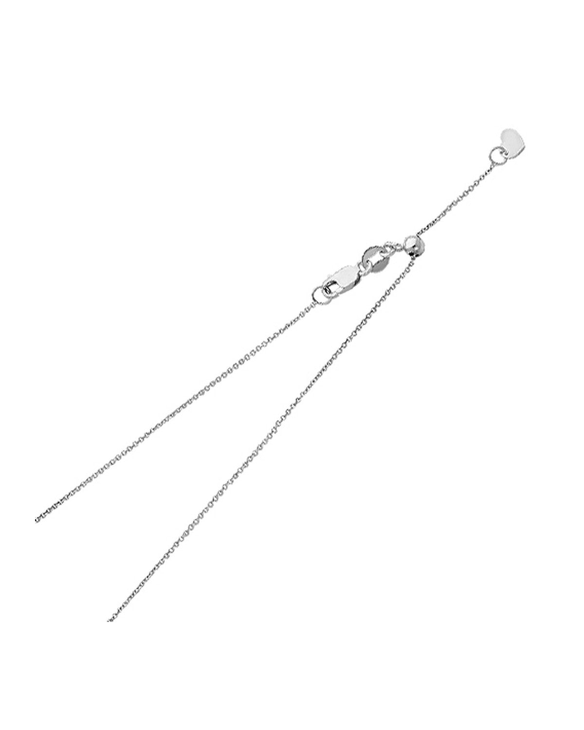 14K White Gold 0.9mm Adjustable Tiny DC Cable Chain (CH-0180-200)